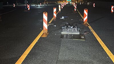 An der Baustellenabschrankung konnten Spuren vom Fahrzeug sichergestellt werden. Bild: Kantonspolizei Solothurn