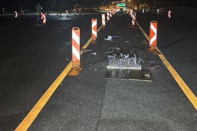 An der Baustellenabschrankung konnten Spuren vom Fahrzeug sichergestellt werden. Bild: Kantonspolizei Solothurn