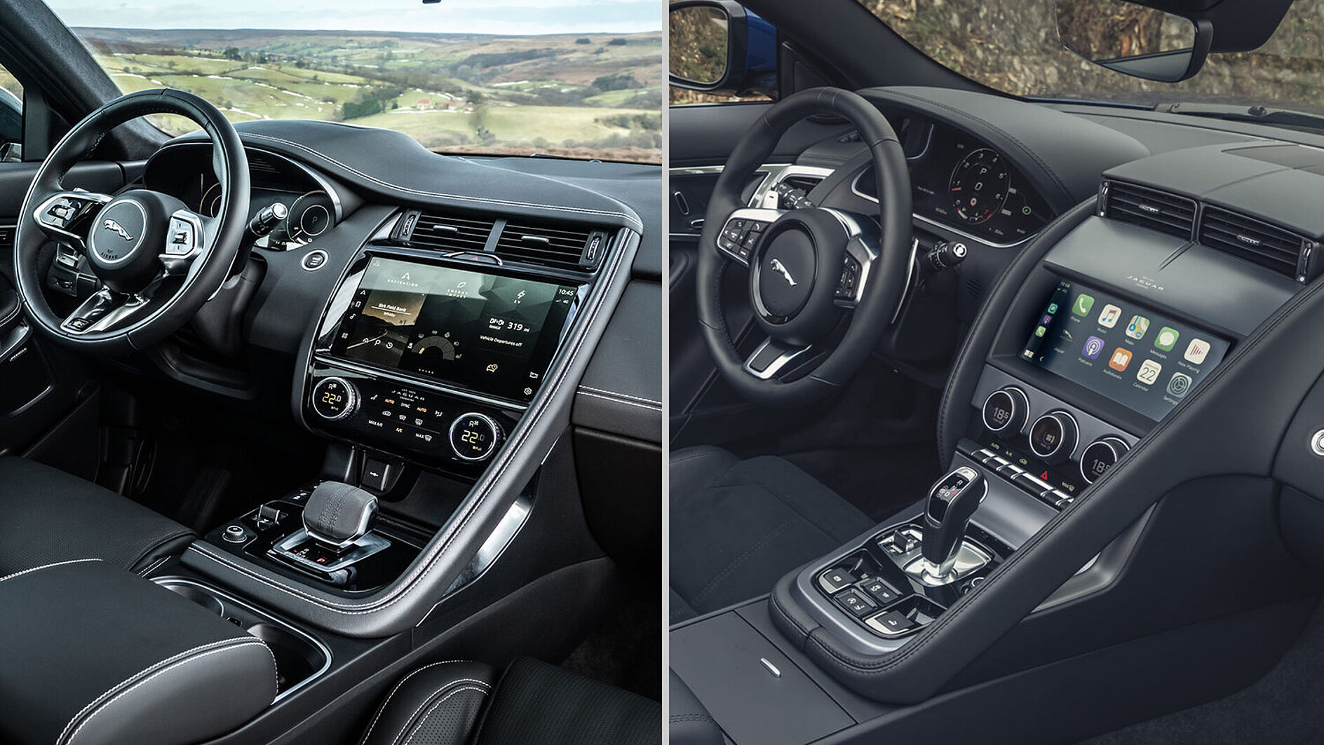 Vergleich Innenraum Jaguar e Pace und Jaguar F Type