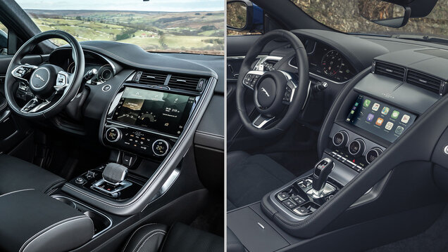 Vergleich Innenraum Jaguar e Pace und Jaguar F Type