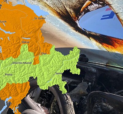 Wenn die Sonnebrille das Licht bündelt und einen Fahrzeugbrand auslöst. Bild: Nottinghamshire Fire & Rescue Service, MeteoSchweiz
