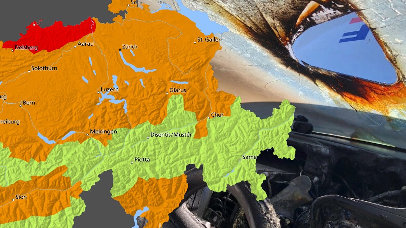 Wenn die Sonnebrille das Licht bündelt und einen Fahrzeugbrand auslöst. Bild: Nottinghamshire Fire & Rescue Service, MeteoSchweiz