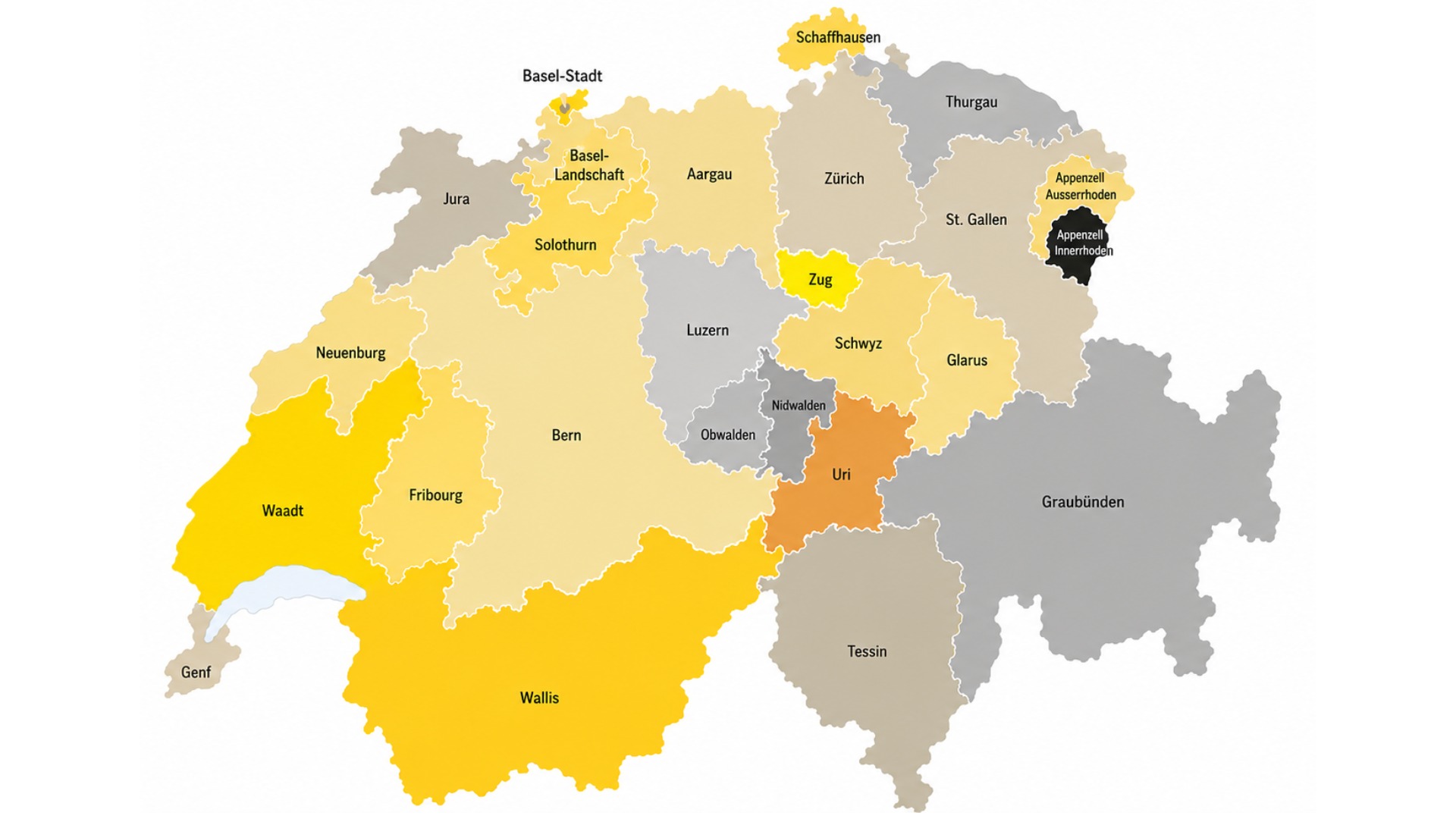 Schweizer Karte nach Farben