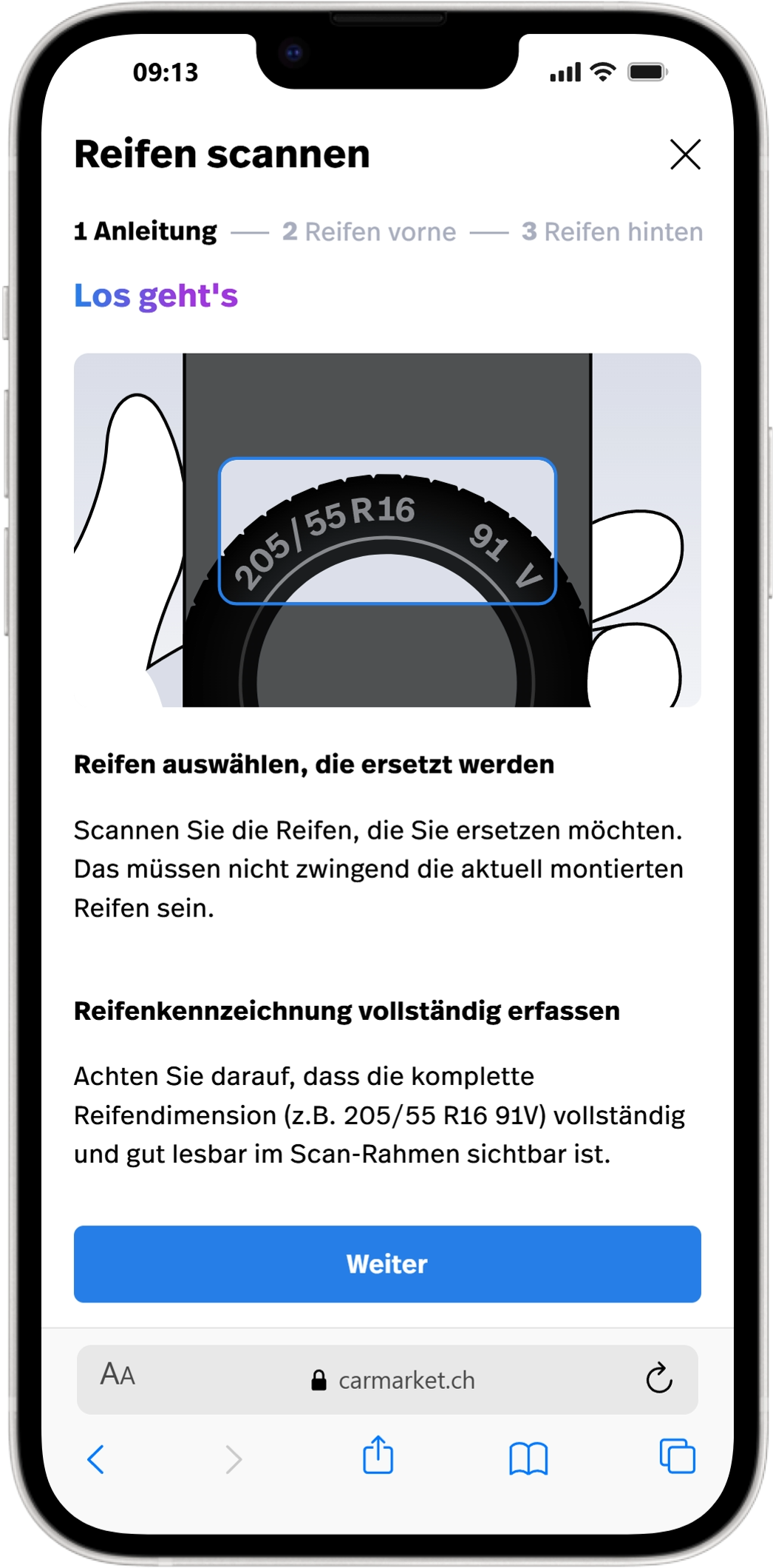 Reifenscanner im Einsatz