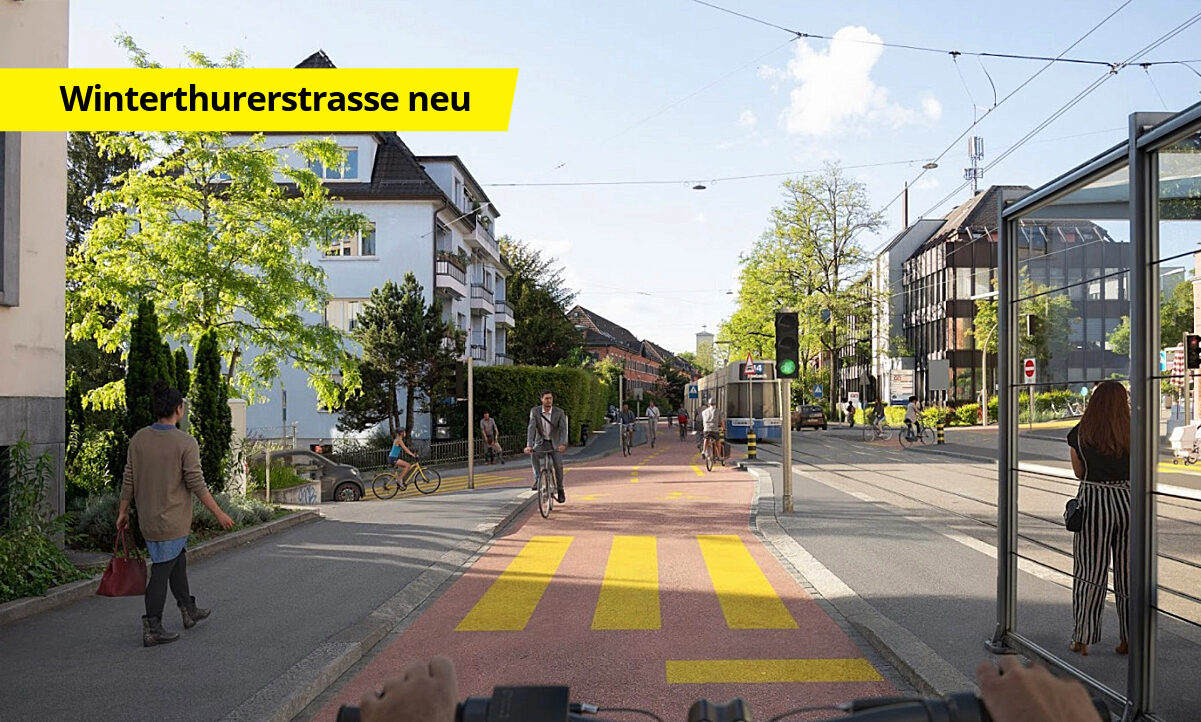 In der Vision der ETH wird die gesamte Fahrbahn zum Veloweg. Bild: ETH