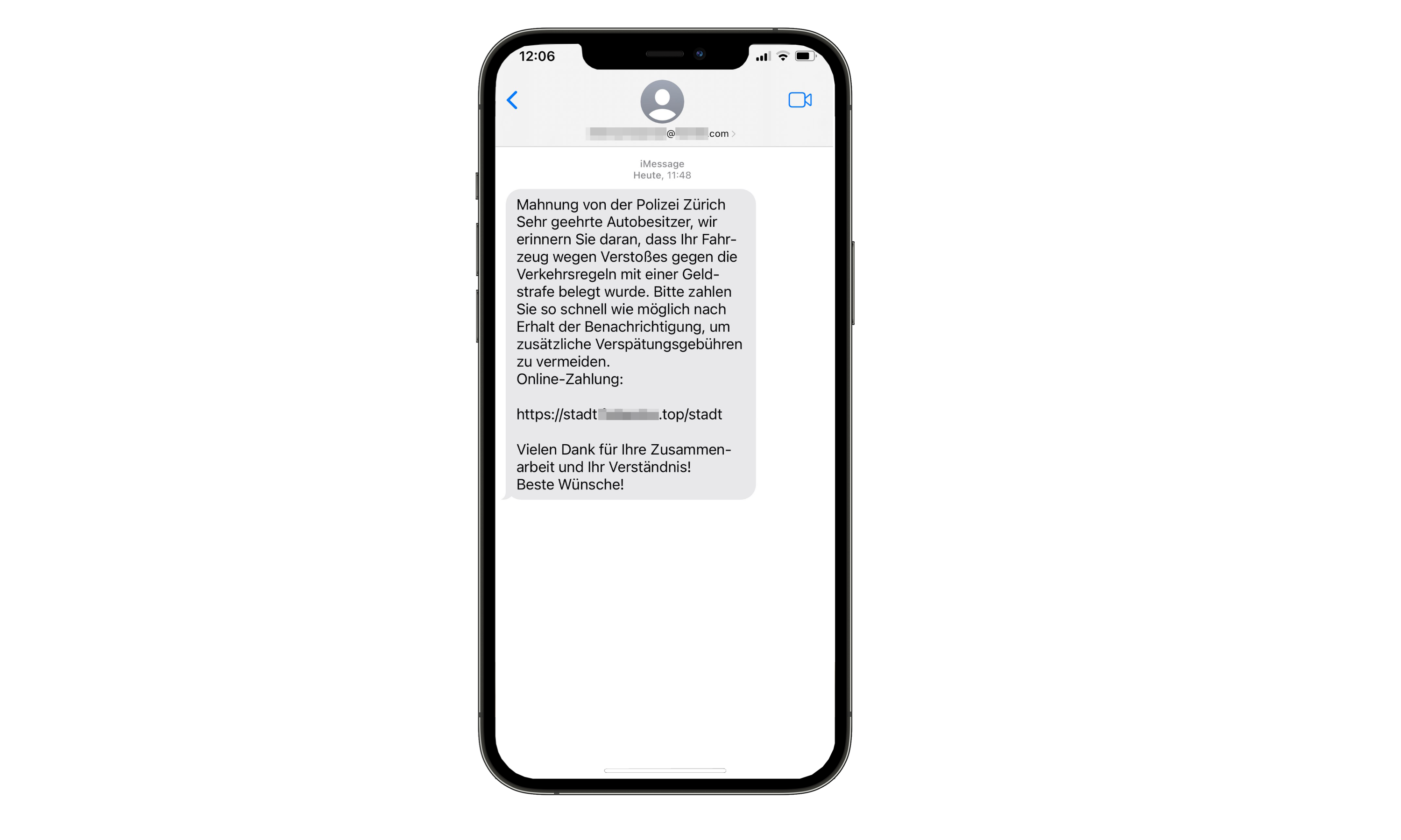 Screenshot Betrugs-SMS