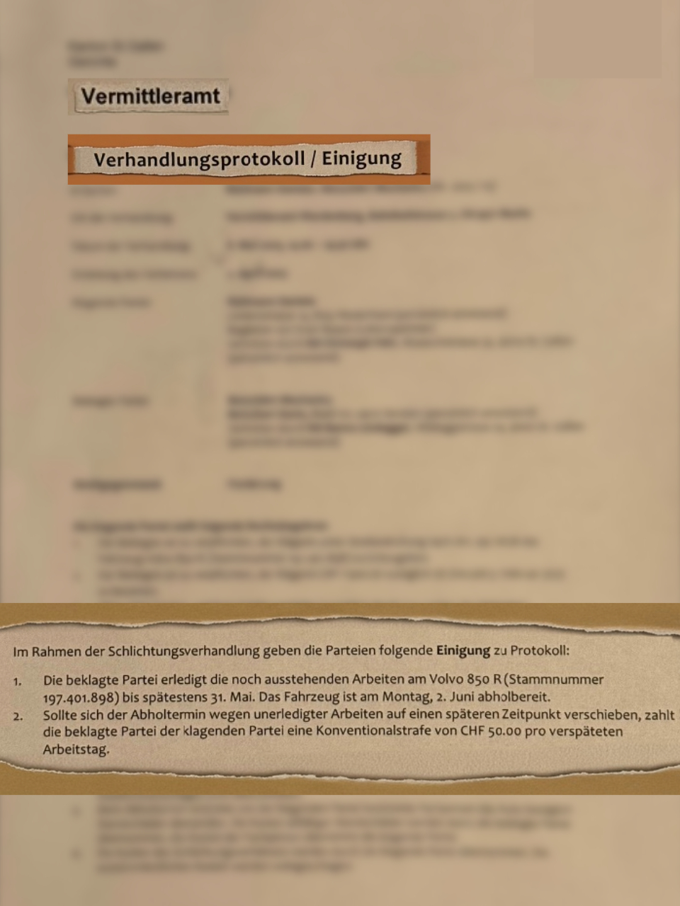 Einigung der Schlichtungsverhandlung
