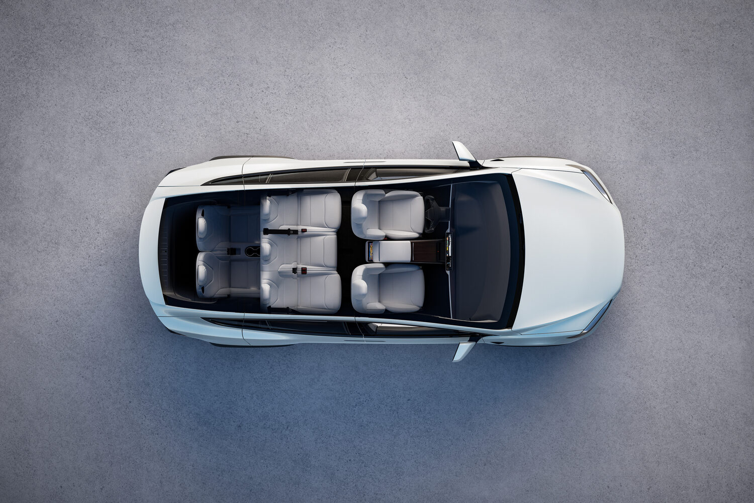 Die Sitzkonfiguration im Tesla Model X von oben