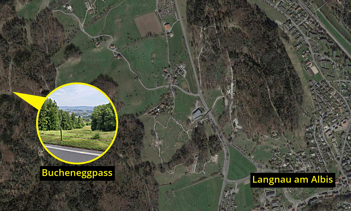 Die Bucheneggstrasse ist kurvenreich und eng. Bauer Paul R. fuhr von Langnau am Albis über die Passstrasse, wo es zum Unfall kam. Grafik:STREETLIFE