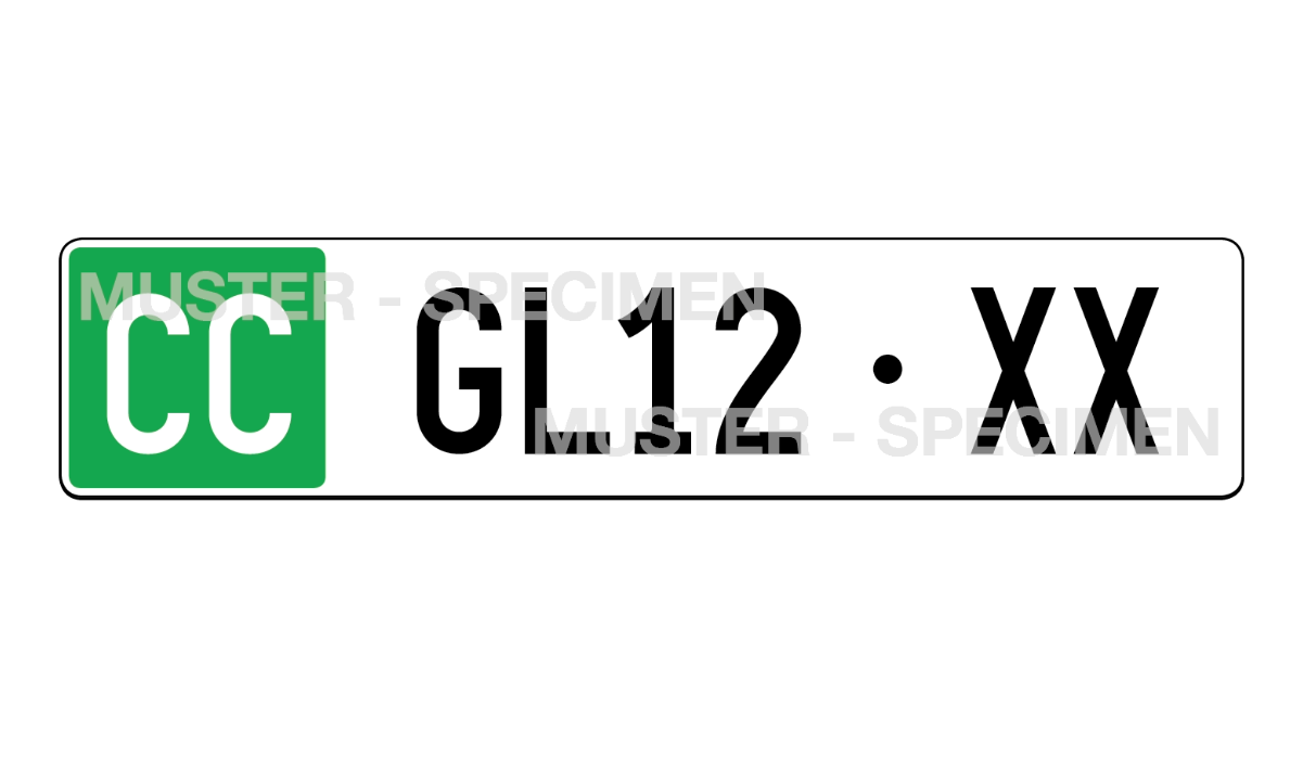 Das grüne "CC"-Schild. Bild: fahrzeugausweis.ch