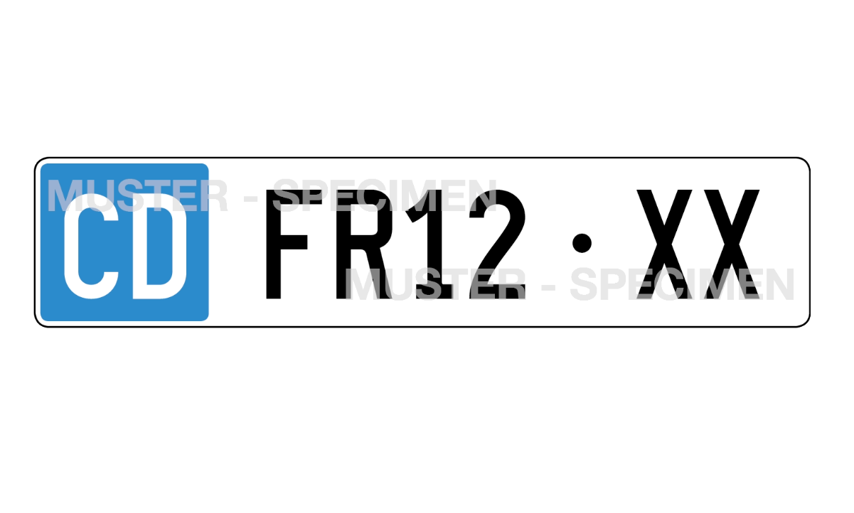 Ein Kontrollschild mit einem blauen "CC" findest du an Dienstwagen von Vertretern zwischenstaatlicher Organisationen. Bild: fahrzeugausweis.ch