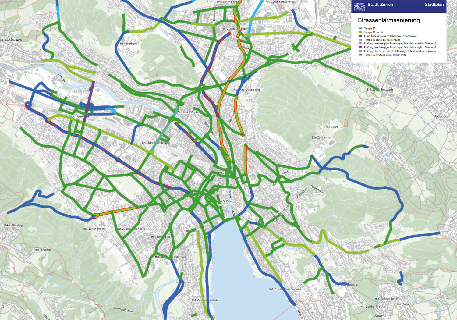 Tempo 30 in der Stadt Zürich 3. Etappe Strassenlärmsanierung